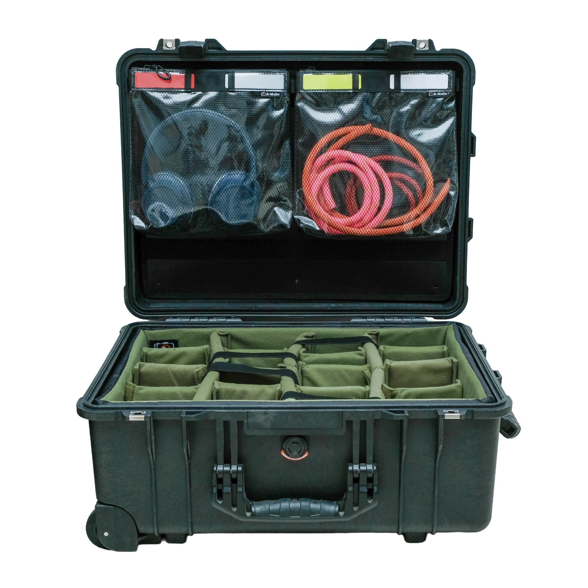 Black transparent film mesh pouches of the LID1519OBL2 lid organizer for Peli cases