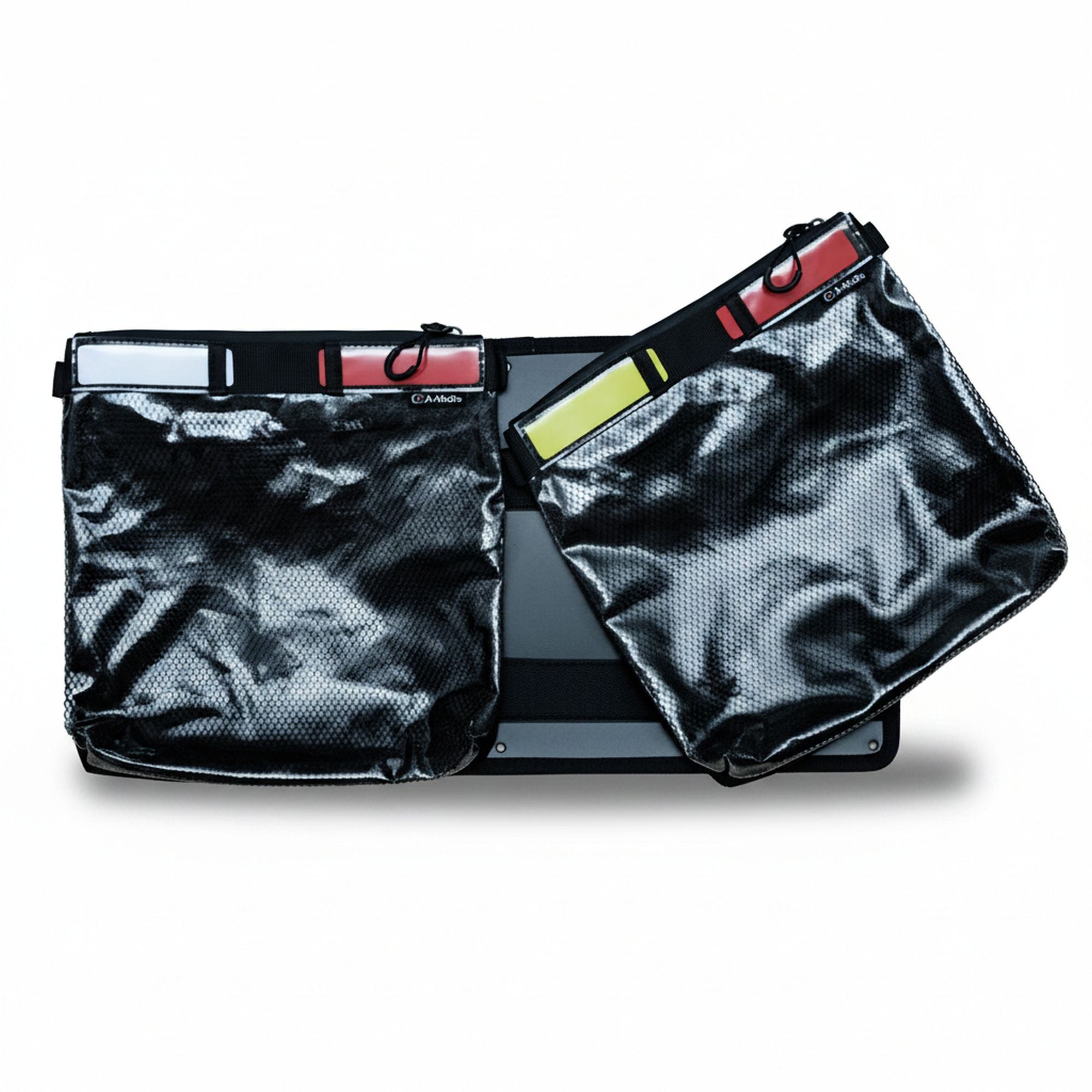 Two large 25 x 25 cm black mesh pouches of the A-Mode LID1519OBL2 lid organizer for Peli hard cases