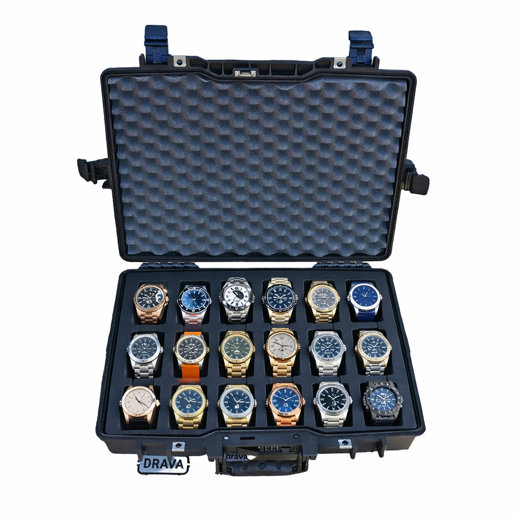 【実用品/ケース説付】Cineroid EVF4 RVW @4957 Peli 1495 Watch Case for 18 Watches – Combo Lock – Drava Shop