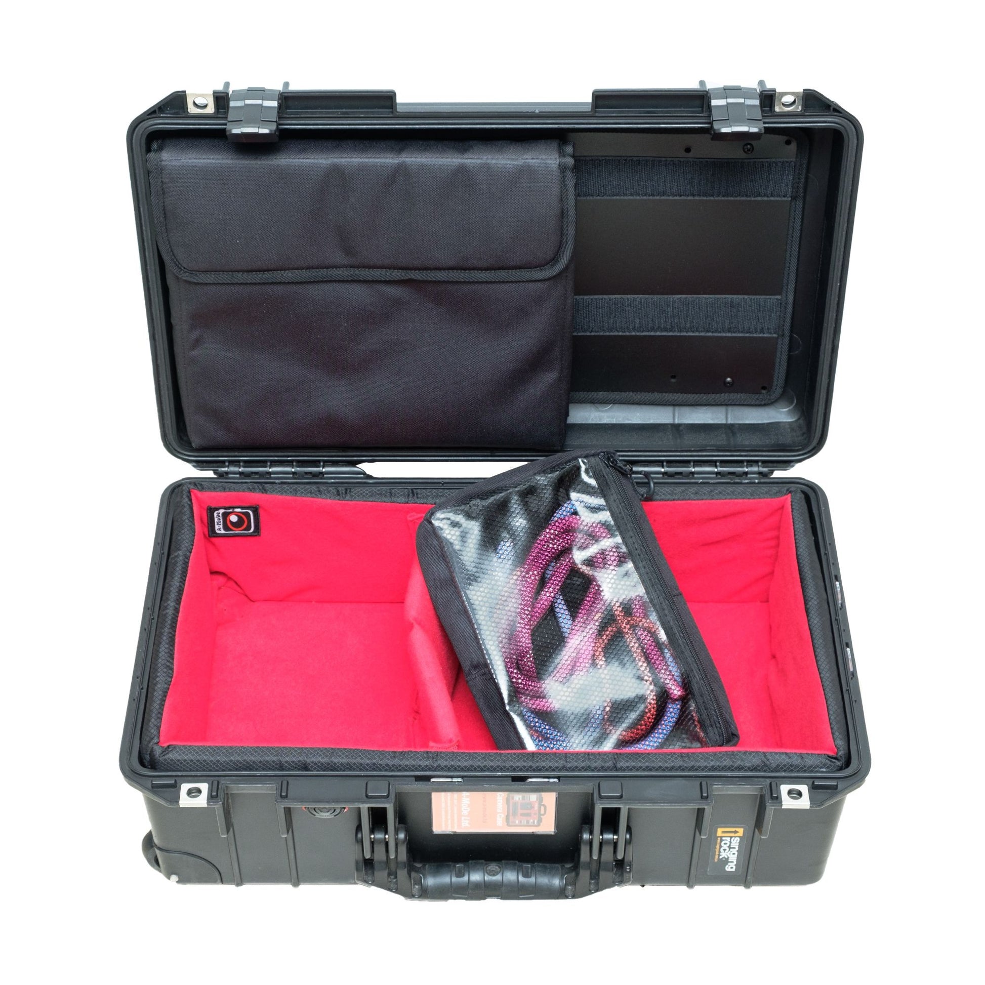 Interior view of the LID1519SL lid organizer's zippered cable divider