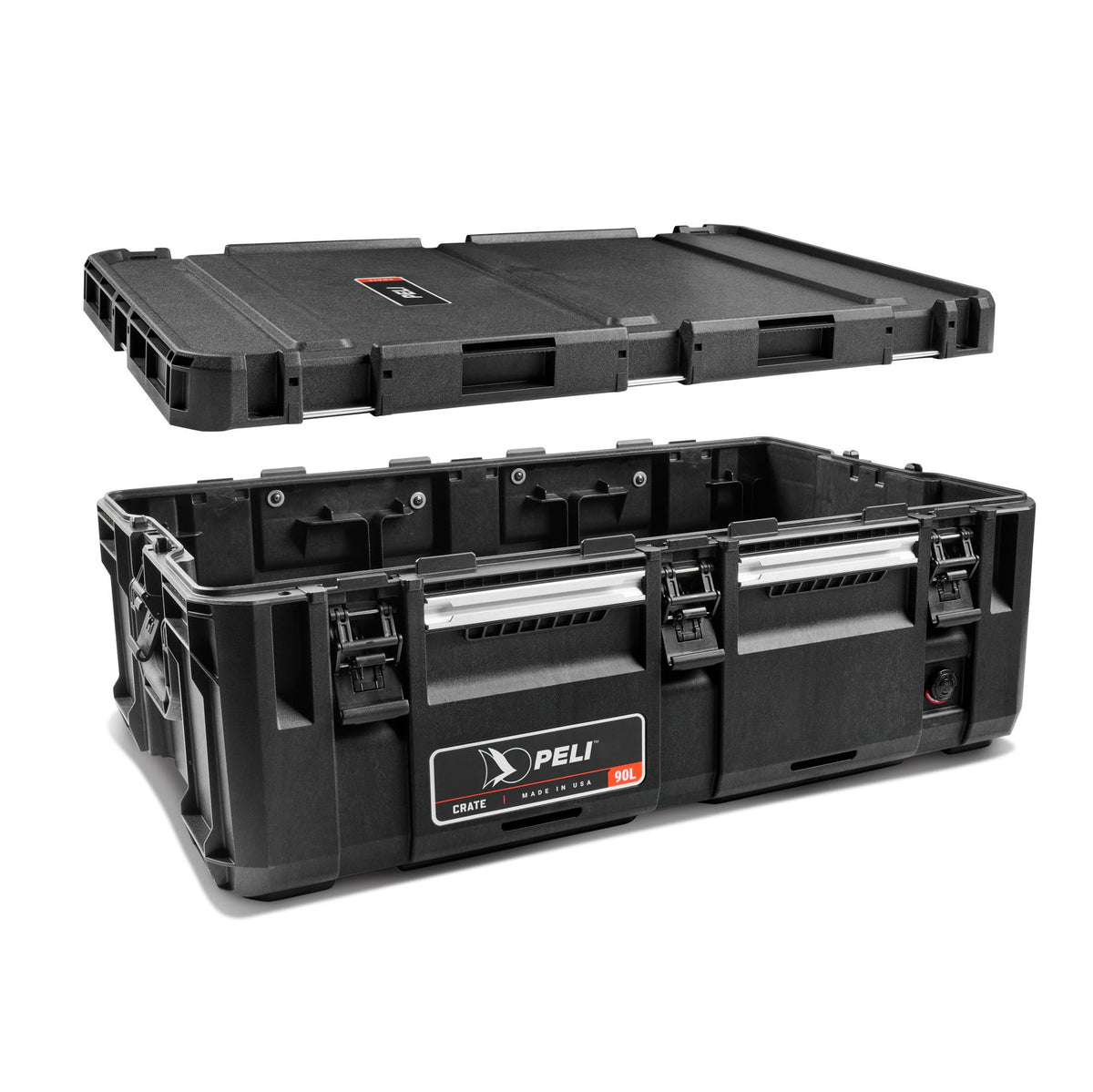 Peli CRATE 90L CR90 svart kasse med lokket løftet av