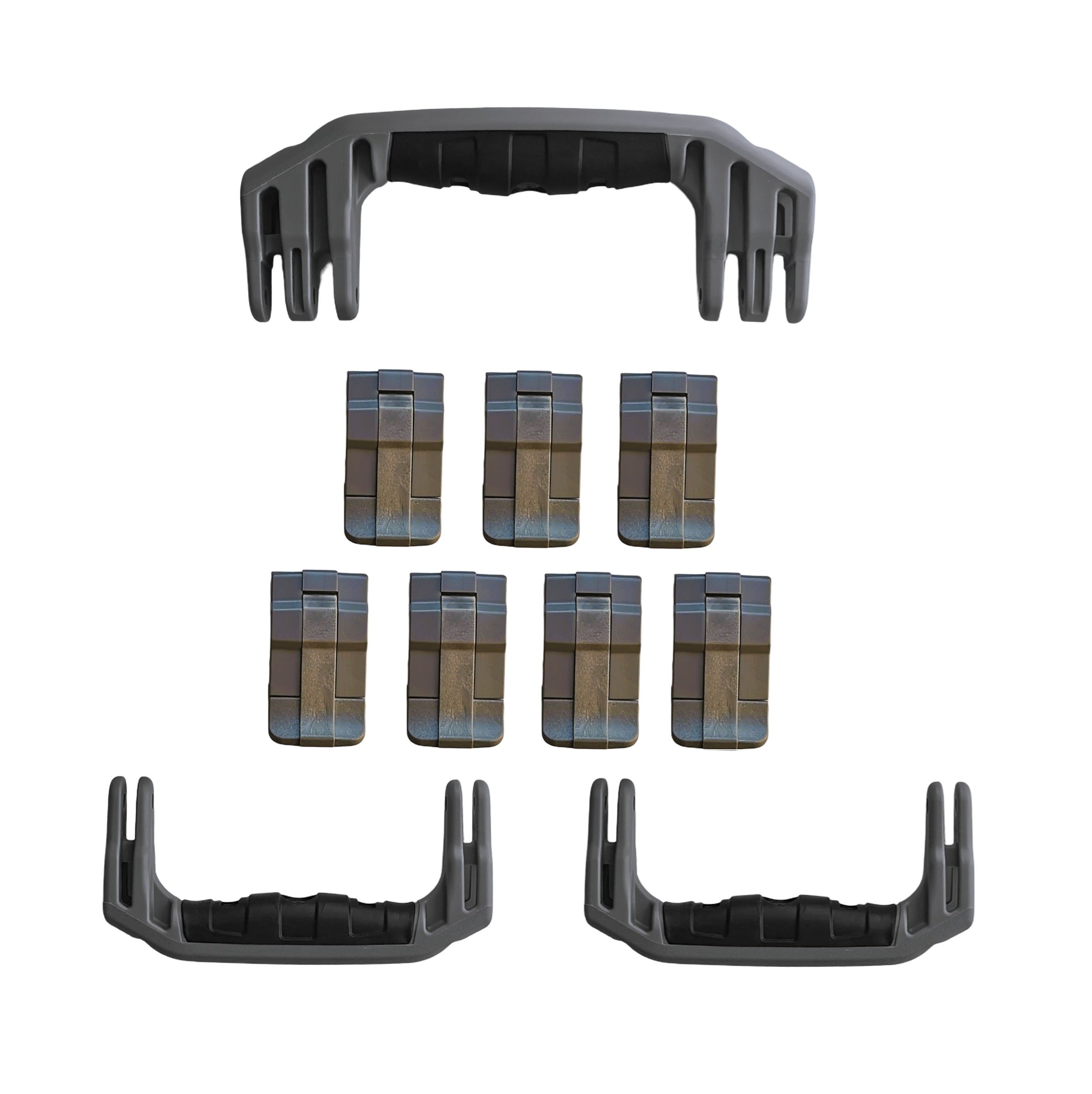 Silver replacement hardware set for Peli Protector 1650 — 7 medium latches, 1 medium handle, 2 small handles
