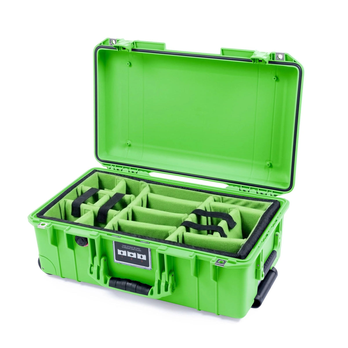 Limetkový organizér s pěnovými přepážkami pro kufr Peli Air 1535 – voděodolný nylon, 15 mm EPE polstrování