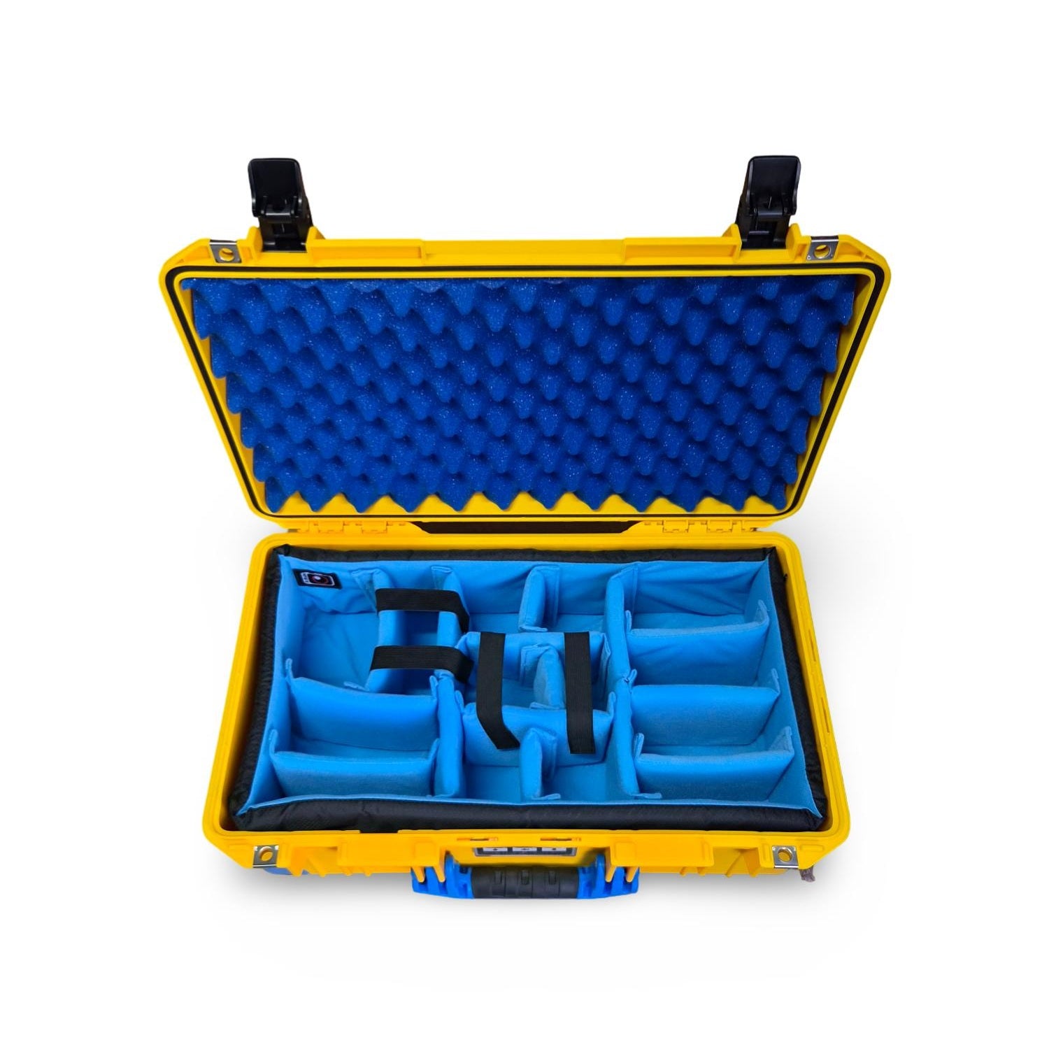Valise Peli Air 1535 Jaune et Bleu avec mousse de couvercle bleue (1535-LID-FOAM-BLUE)