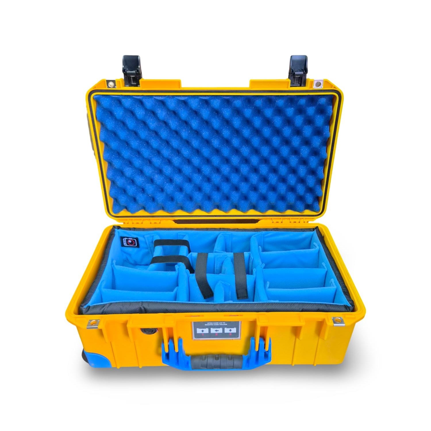 Valise Peli Air 1535 Jaune et Bleu avec mousse de couvercle bleue (1535-LID-FOAM-BLUE)