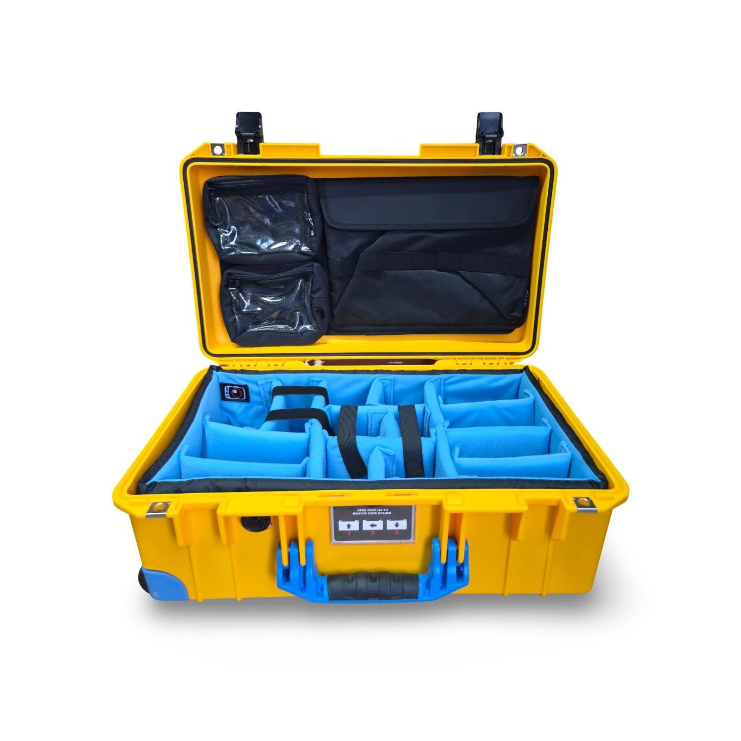 Valise Peli Air 1535 Jaune et Bleu avec organiseur de couvercle pour ordinateur portable 13 à 14 pouces (LID1519MCB)