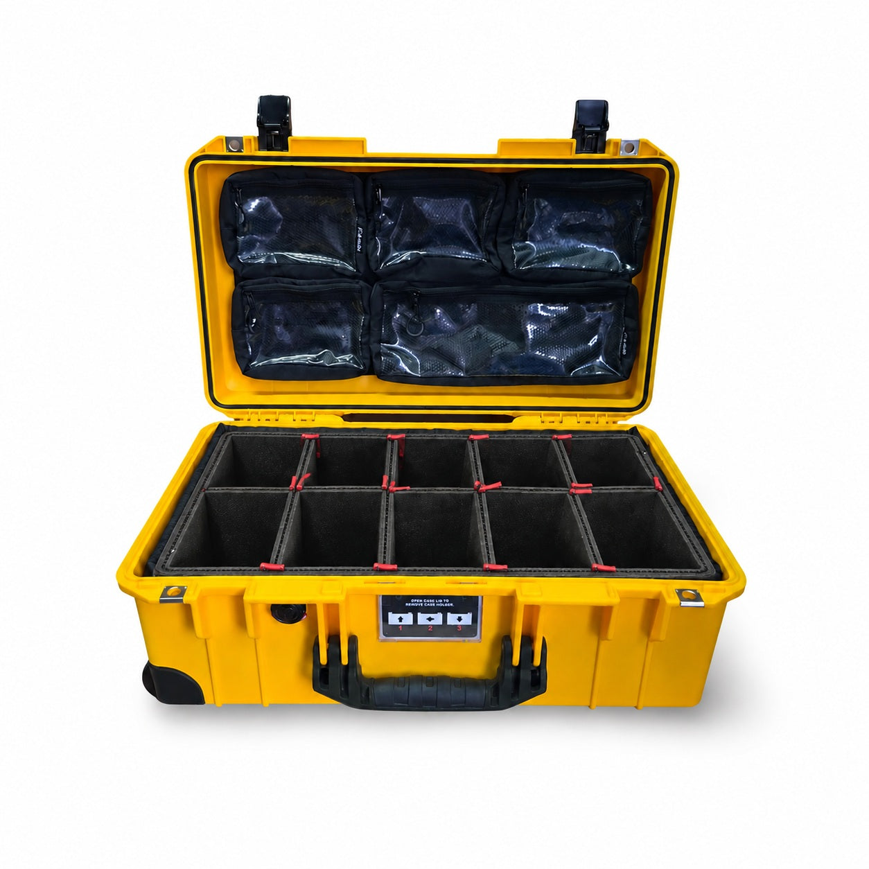 Kit Peli Air 1535 Giallo con Nero con organizer trasparente per il coperchio e kit divisorio TrekPak