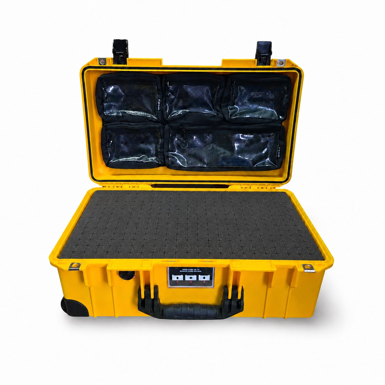 Kit Peli Air 1535 Giallo con Nero con organizer trasparente per il coperchio e set schiuma