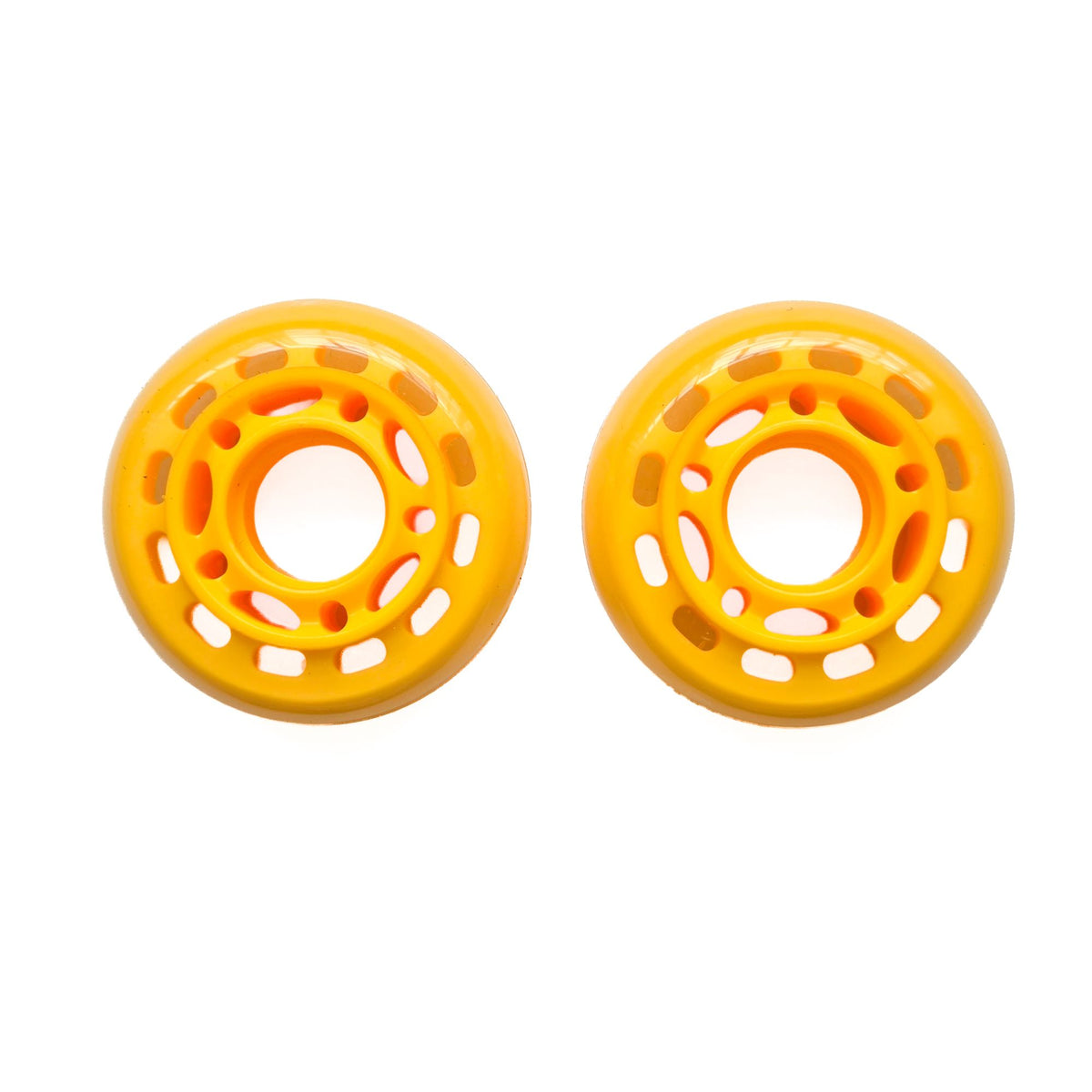 Yellow replacement rubber wheels compatible with Peli Air cases – set of 2 aftermarket 60 mm wheels