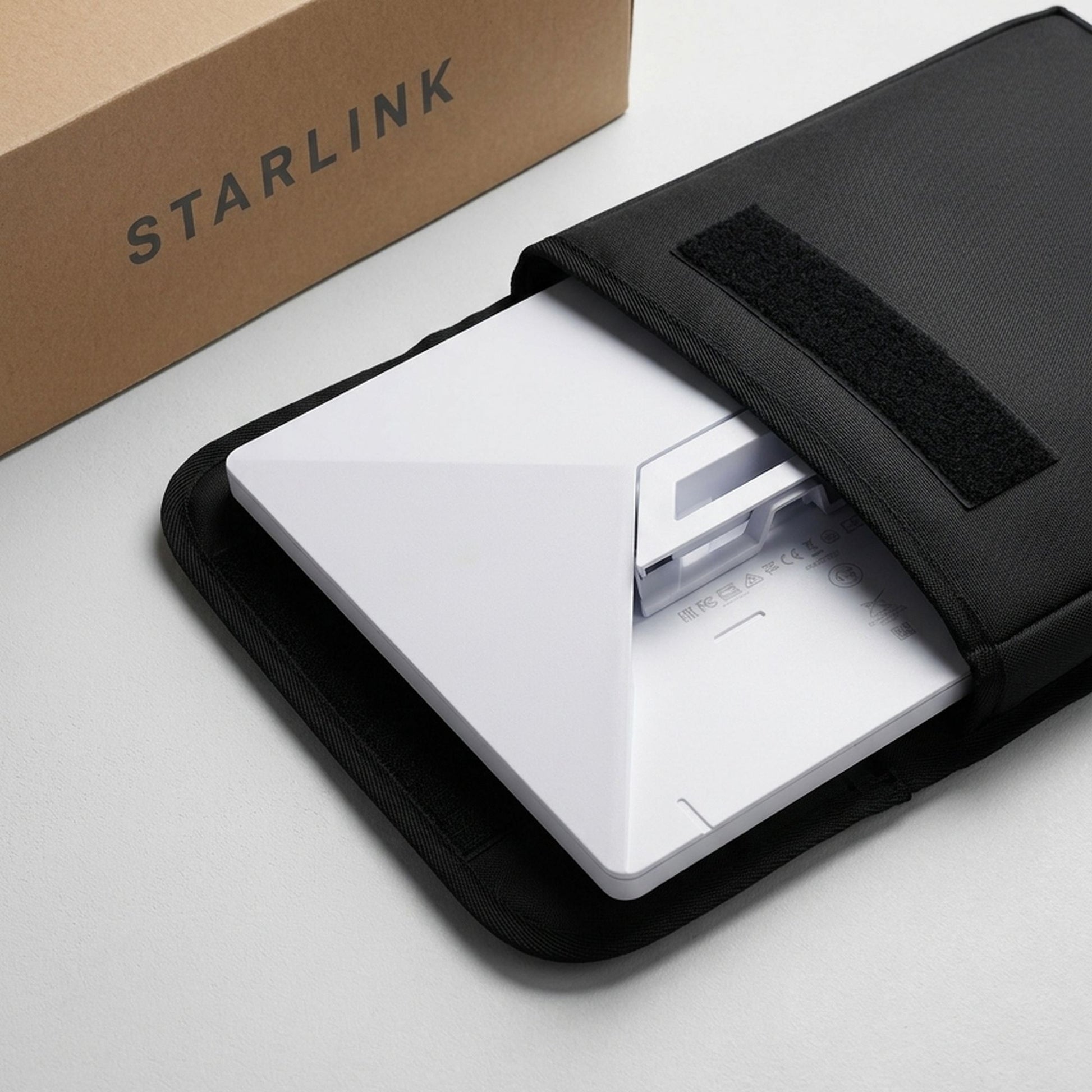 Peli case fitted with the Starlink Mini lid organizer, ready for travel