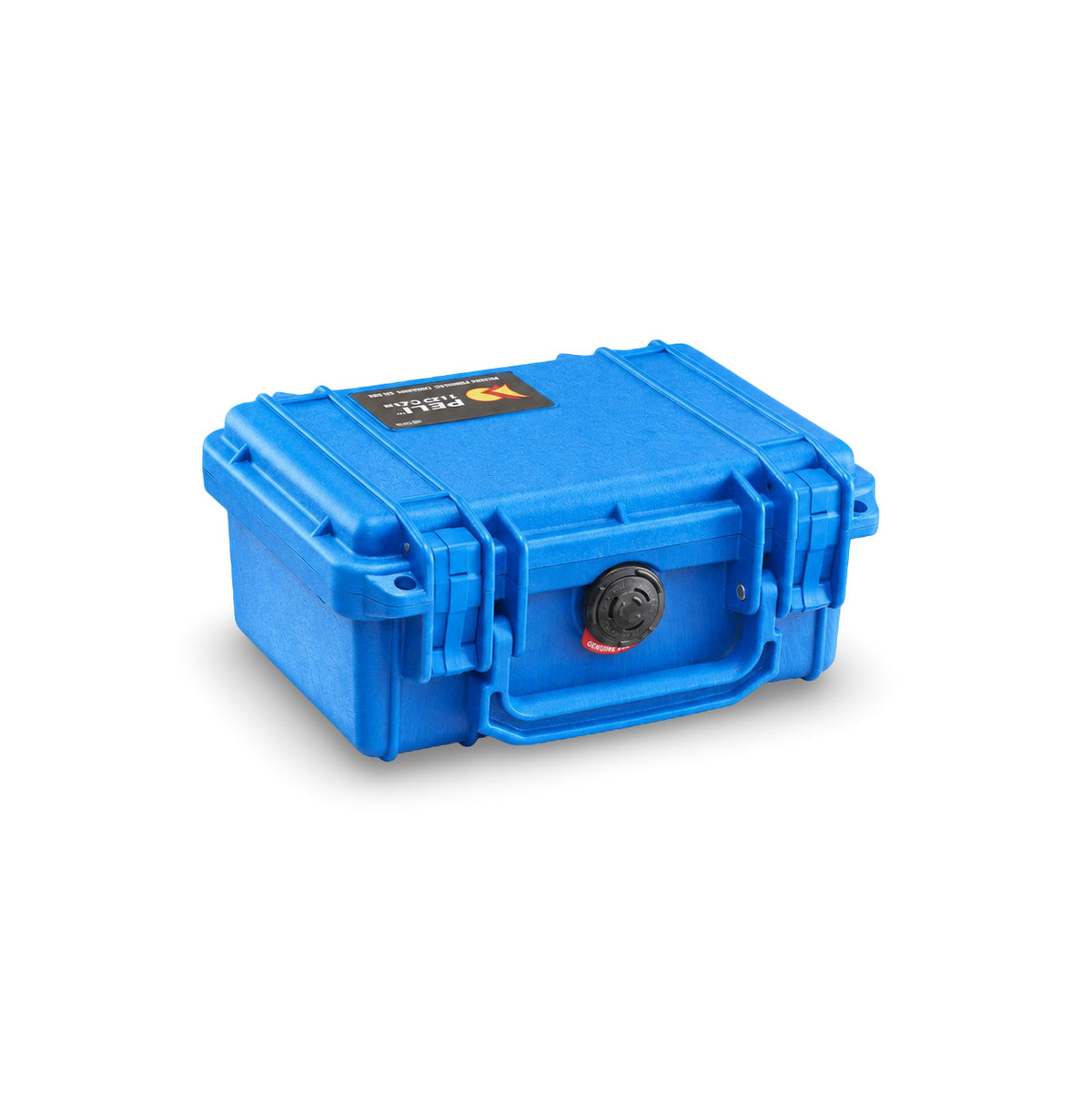 Куфар Peli 1120 Protector Case в синьо, затворен, показващ дръжката за носене и двойните закопчалки