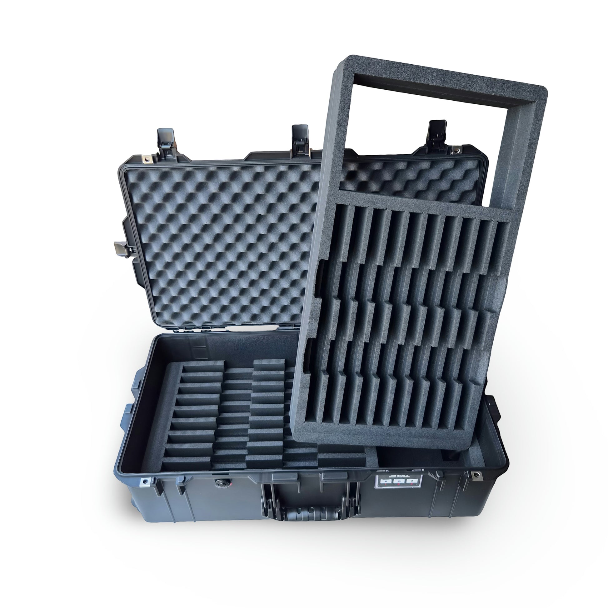 Valigia Peli Air 1615 per lame da pattinaggio di velocità con inserto in spugna su misura – 20 alloggiamenti per lame, protezione antiurto impermeabile IP67
