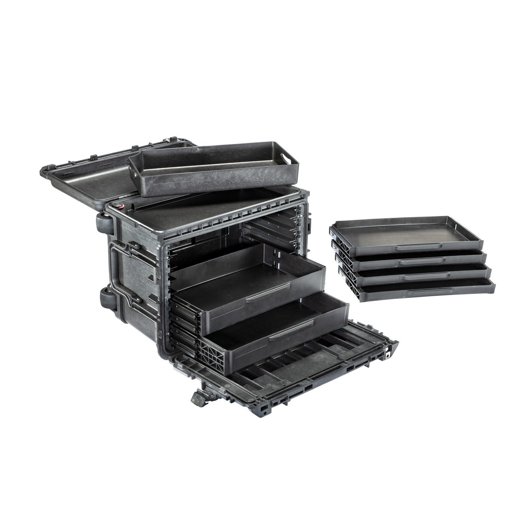 Peli 0450 Protector Mobiler Werkzeugwagen in Schwarz, eine robuste Rollwerkzeugbox