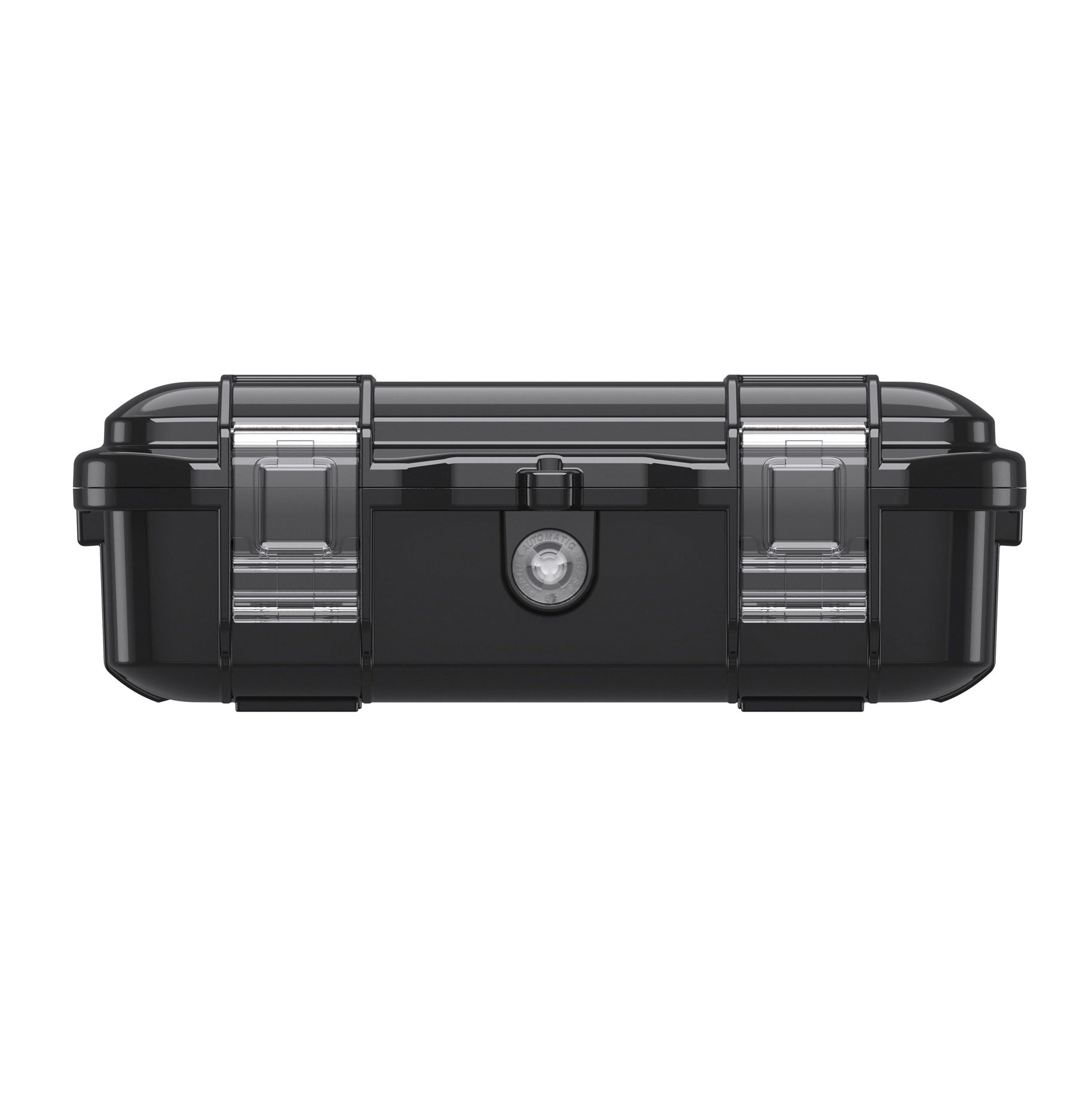 Peli M50 Micro Case black side view — dual latches and padlock hole on polycarbonate hard shell